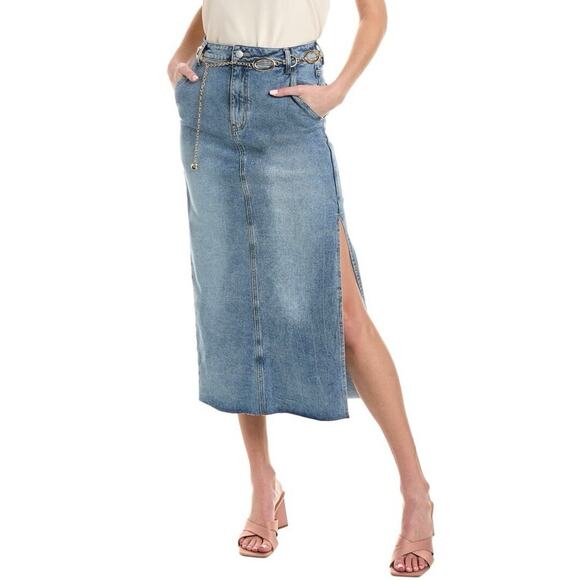 Gracia Denim Midi Skirt Side Slit Womens size Medium - Picture 1 of 7